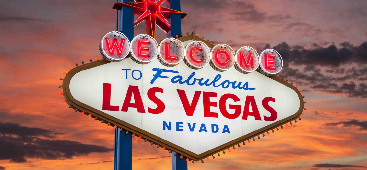 The iconic “Welcome to Fabulous Las Vegas Nevada” sign can be seen at sunset.”