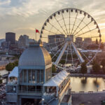 The city of Quebec can be seen during the sunset in this aerial photo.
