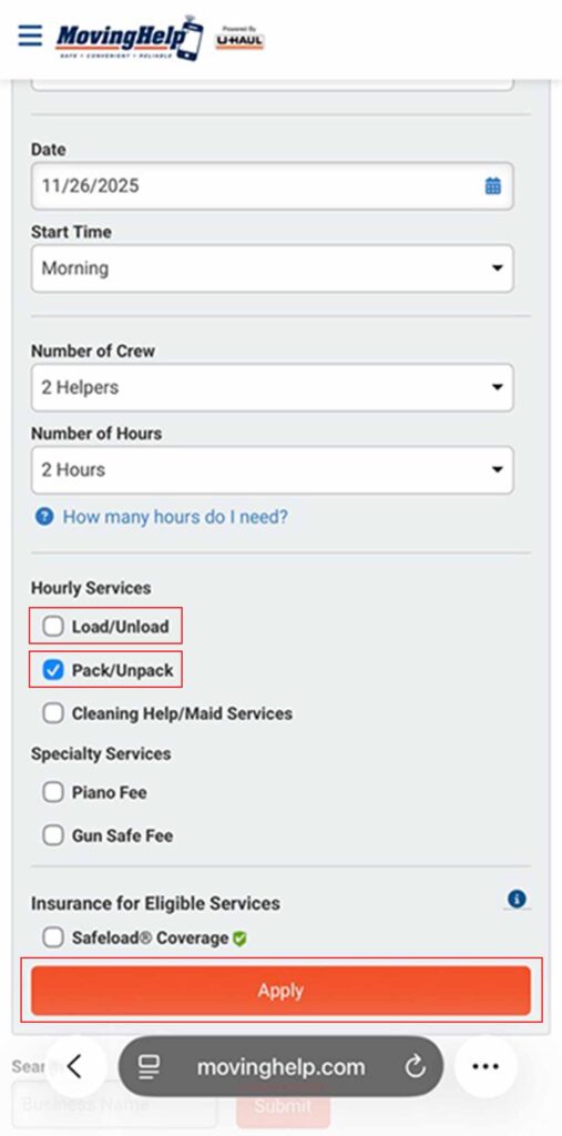 A screenshot shows the “Load/Unload” box unchecked with a red box to highlight it, and the “Pack/Unpack” box checked with a red box to highlight it, and the “Apply” button has a red box highlighting it.
