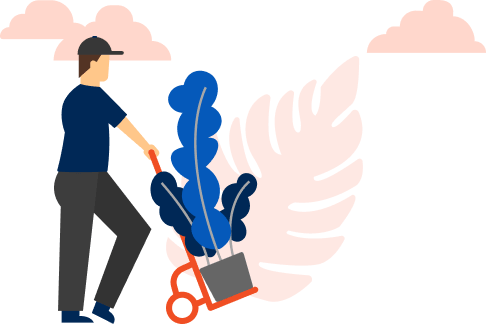 Graphic of a person using a dolly.