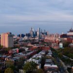 A photo of the Philadelphia skyline near dusk.